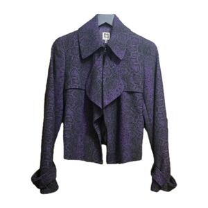 Anne Klein Cascade Collar Blazer Snakeskin Corporate Goth Edgy Purple Size 4 NWT